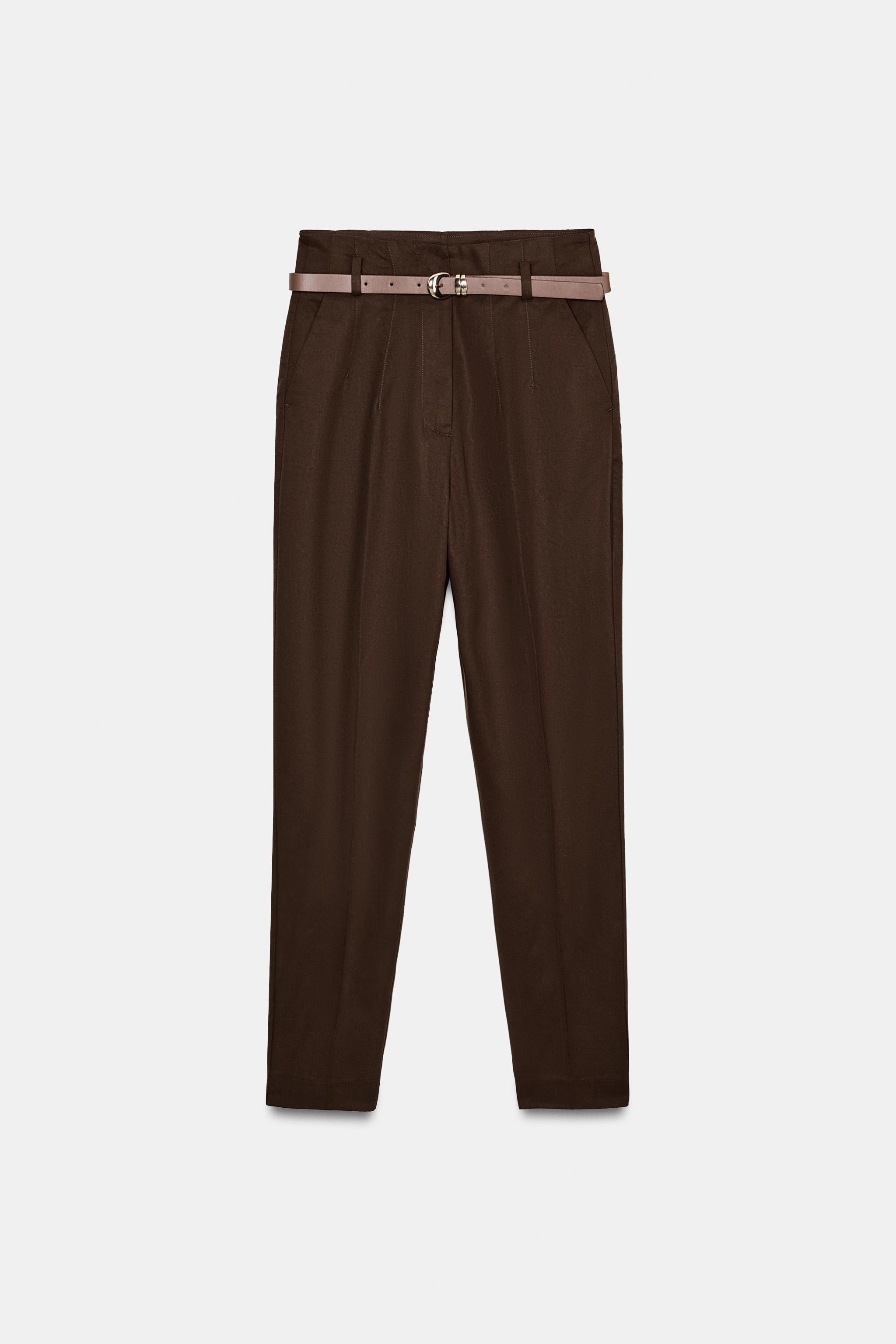 HIGH-WAISTED BELTED PANTS